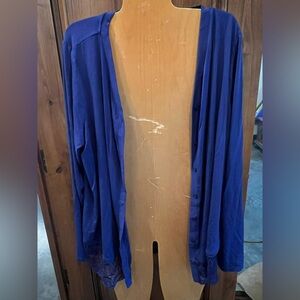 Blue soft silky button front layer cardigan LOGO Lori Goldstein size large